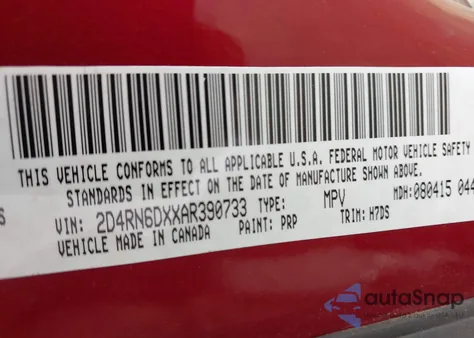 2010 Dodge Grand Caravan Crew from USA, damaged, VIN 2D4RN6DXXAR390733